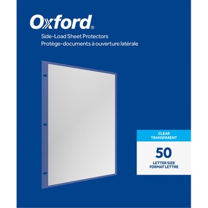 Oxford Side-loading Sheet Protectors - For Letter 8 1/2" x 11" Sheet - 3 x Holes - Ring Binder - Side Loading - Clear - Polypropylene - 50 / Box