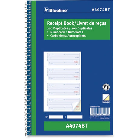 Blueline Bilingual Receipt Book