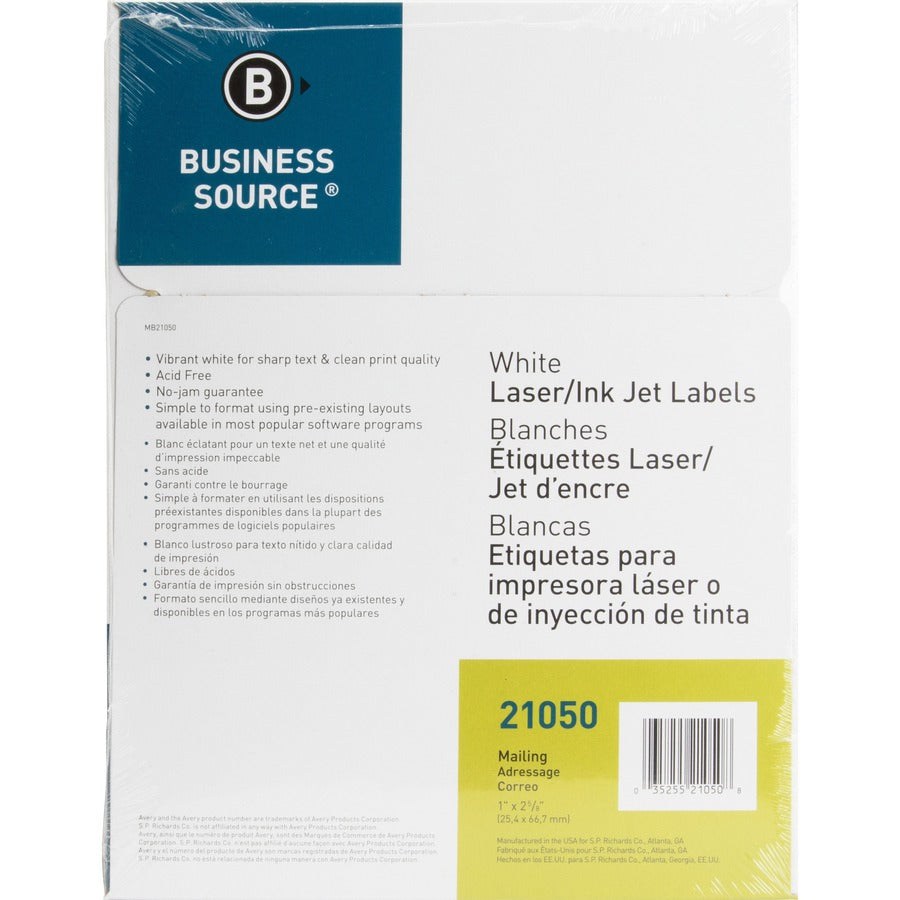 Business Source Bright White Premium-quality Address Labels
