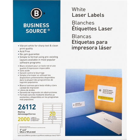 Business Source Bright White Premium-quality Address Labels