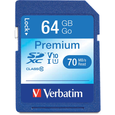 Verbatim 64GB Premium SDXC Memory Card, UHS-I V10 U1 Class 10