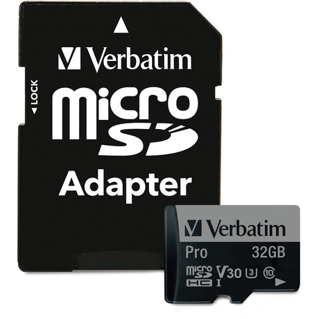 Verbatim 32GB Pro 600X microSDHC Memory Card with Adapter, UHS-I V30 U3 Class 10