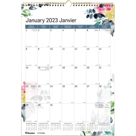 Blueline Monthly Wall calendar