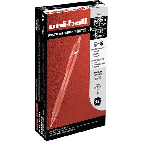 uniball&trade; Jetstream Elements Retractable Ball Point Pens Medium Point Red 12/box